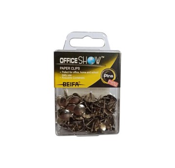 Pinezki biurowe BEIFA kol. srebrny 100 szt. pudełko