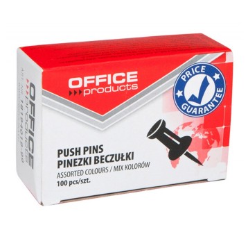 Pinezki tablicowe beczułki OFFICE PRODUCTS wielokolorowy 100 szt. pudełko [18194019-99]