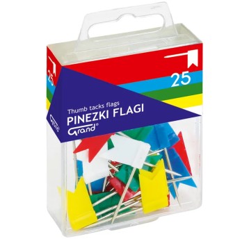 Pinezki tablicowe GRAND mix kolorów 25 szt flagi [110-1001]