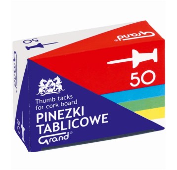 Pinezki tablicowe GRAND wielokolorowy 50 szt. pudełko [110-1657]