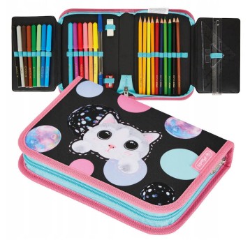 Piórnik z wyposażeniem 31 cz. HERLITZ CUTE CAT potrójny [50043286]