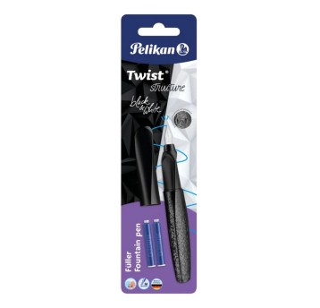 Pióro wieczne HERLITZ TWIST P457 kol. czarny M w blistrze 2 zapasowe naboje [824637]