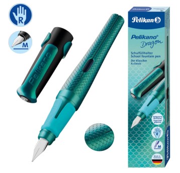 Pióro wieczne PELIKAN PELIKANO Dragon kol. zielony szkolne M w kartoniku [817103]