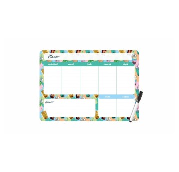 Planer suchościeralny - magnetyczny 25 x 35cm BIURFOL z nadrukiem BUBBLE TEA układ tygodniowy poziomy [PM-02-37]