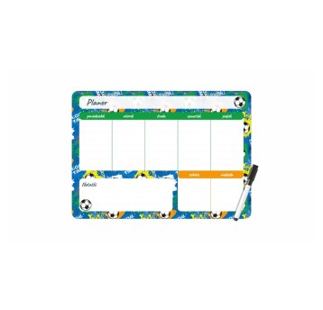 Planer suchościeralny - magnetyczny 25 x 35cm BIURFOL z nadrukiem FOOTBALL układ tygodniowy poziomy [PM-02-34]