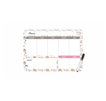 Planer suchościeralny - magnetyczny 25 x 35cm BIURFOL z nadrukiem KITTENS układ tygodniowy poziomy [PM-02-35]