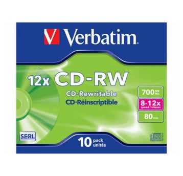 Płyta CD-RW 700MB VERBATIM cake box op. 10 szt. [43480]