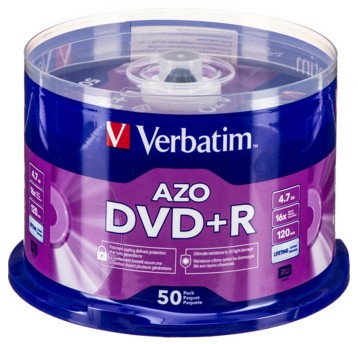 Płyta DVD+R 4,7GB VERBATIM cake box do nadruku foto op. 50 szt. [43512]