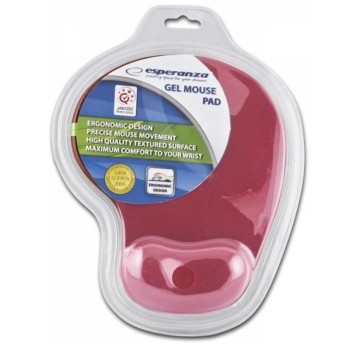Podkładka pod myszkę żelowa ESPERANZA 230 x 190 x 20mm antypoślizgowa kol. czerwony [EA137R]