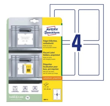 Podładki pod etykiety AVERY ZWECKFORM 120 x 80mm kol. biały 20 szt. [8001-5]