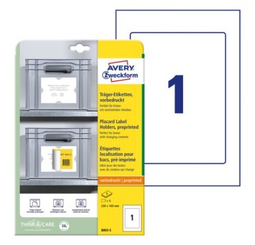 Podładki pod etykiety AVERY ZWECKFORM 220 x 160mm kol. biały 5 szt. [8003-5]