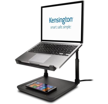 Podstawka pod laptop KENSINGTON Smart Fit kol. czarny z bezprzewodową podkładką do ładowania telefonu [K52784WW]