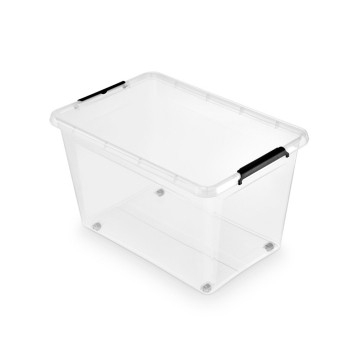 Pojemnik do przechowywania 580 x 390 x 350mm 60L MOXOM SIMPLE BOX tworzywo kol. przezroczysty z klipsami na kółkach [OR-1732SB]