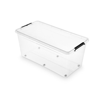 Pojemnik do przechowywania 760 x 390 x 350mm 75L MOXOM SIMPLE BOX tworzywo kol. przezroczysty z klipsami na kółkach [OR-1832SB]