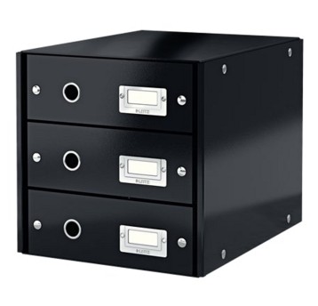 Pojemnik do przechowywania z 3 szufladami 286 x 282 x 358mm LEITZ WOW Click&Store laminowany karton kol. czarny [60480095]