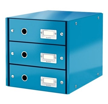 Pojemnik do przechowywania z 3 szufladami 286 x 282 x 358mm LEITZ WOW Click&Store laminowany karton kol. niebieski [60480036]