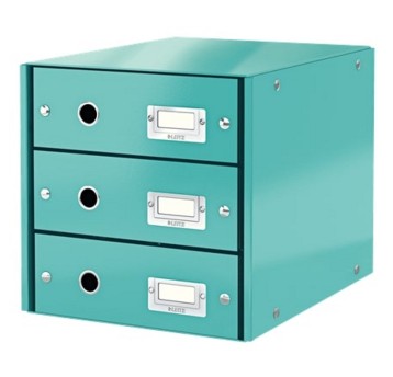 Pojemnik do przechowywania z 3 szufladami 286 x 282 x 358mm LEITZ WOW Click&Store laminowany karton kol. turkusowy [60480051]