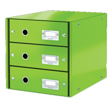 Pojemnik do przechowywania z 3 szufladami 286 x 282 x 358mm LEITZ WOW Click&Store laminowany karton kol. zielony [60480054]