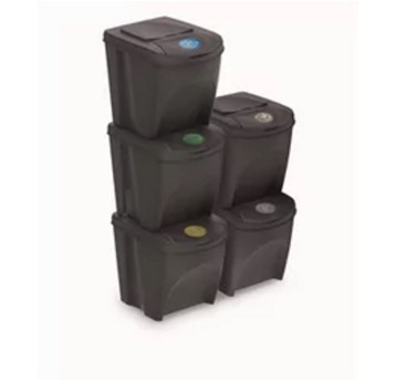 Pojemnik do segregacji z pokrywą 5 x 25L SORTIBOX plastik kol. antracyt [SWB25S5]