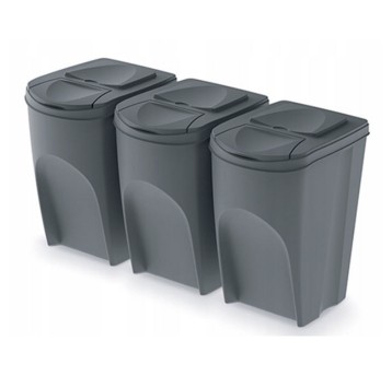 Pojemnik do segregacji z pokrywą 5 x 35L SORTIBOX plastik kol. szary