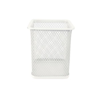 Pojemnik na długopisy LEVIATAN siatka metalowa kol. perłowy kubek kwadratowy [110848]