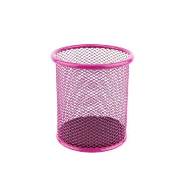 Pojemnik na długopisy LEVIATAN siatka metalowa kol. różowy kubek duży [009984]