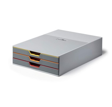 Pojemnik na dokumenty z 3 szufladami 280 x 95 x 356mm DURABLE VARICOLOR ABS kol. szary [760327]