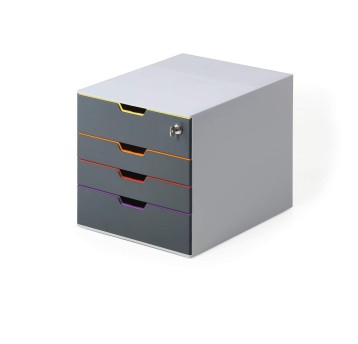Pojemnik na dokumenty z 4 szufladami 280 x 292 x 356mm DURABLE VARICOLOR SAFE ABS kol. szary na kluczyk [760627]