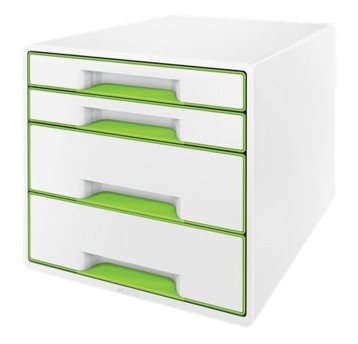 Pojemnik na dokumenty z 4 szufladami 287 x 270 x 363mm LEITZ WOW CUBE Click&Store laminowany karton kol. biało-zielony [52132054]