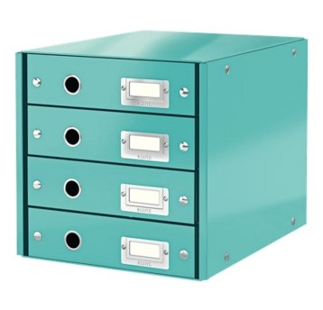 Pojemnik na dokumenty z 4 szufladami 290 x 282 x 358mm LEITZ WOW Click&Store laminowany karton kol. turkusowy [60490051]