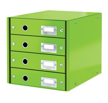 Pojemnik na dokumenty z 4 szufladami 291 x 282 x 358mm LEITZ WOW Click&Store laminowany karton kol. zielony [60490054]