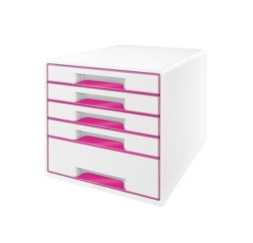 Pojemnik na dokumenty z 5 przegródkami LEITZ WOW Click&Store polistyren kol. biało-różowy [52141023]
