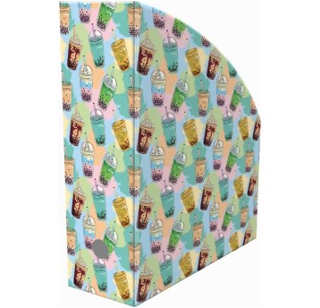 Pojemnik na katalogi A4 70mm BIURFOL PVC wielokolorowy składany, wzór BUBBLE TEA [NSE-01-37]