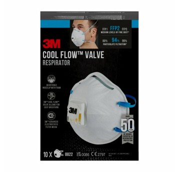Półmaska filtrująca jednorazowa z zaworem cząstek stałych 3M SERIA 8000 8822 P2 kol. biały rozmiar uniwersalny 1 szt. [8822]