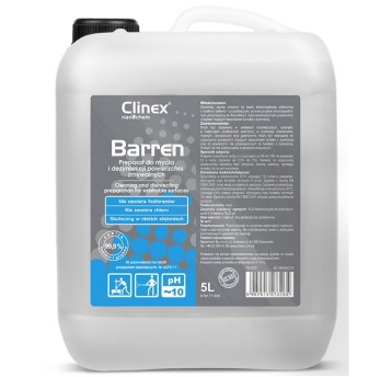 Preparat/płyn do czyszczenia i dezynfekcji powierzchni wodoodpornych CLINEX Barren 5L [CL77636]