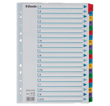 Przekładki alfabetyczne A4 A-Z ESSELTE karton kol. biały [100166]