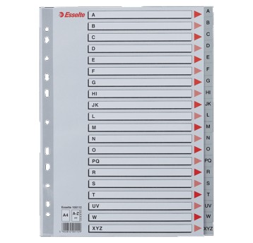 Przekładki alfabetyczne A4 A-Z ESSELTE plastik kol. szary [100112]