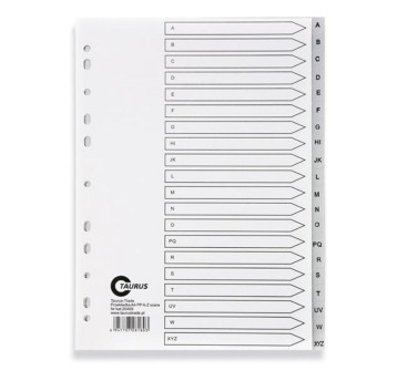 Przekładki alfabetyczne A4 A-Z TAURUS plastik kol. szary [FO20409]
