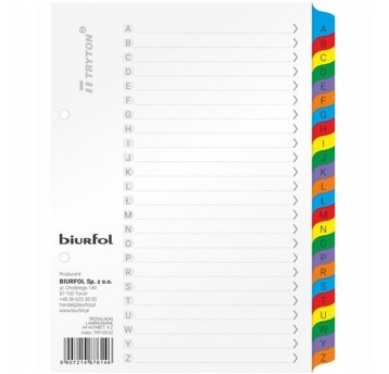 Przekładki alfabetyczne A5 A-Z BIURFOL karton kol. biały laminowane [TRY-05-02]