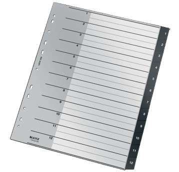 Przekładki numeryczne A4 1-12 LEITZ plastik wielokolorowy Recycle [12090000]