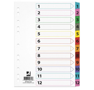 Przekładki numeryczne A4 1-12 Q-CONNECT karton kol. biały [KF00163]
