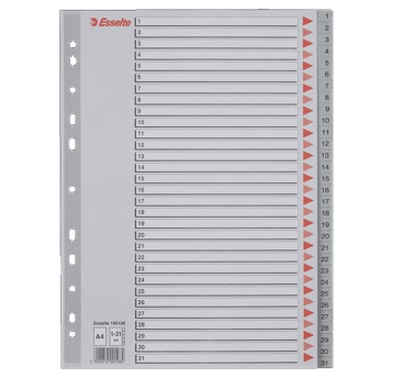 Przekładki numeryczne A4 1-31 ESSELTE plastik kol. szary [100108]