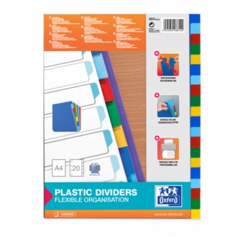 Przekładki uniwersalne A4 20 kart OXFORD plastik wielokolorowy [100204757]
