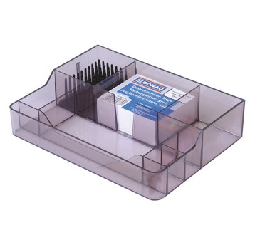 Przybornik organizer DONAU tworzywo sztuczne wielofunkcyjny kol. dymny 7 komór + jeż + karteczki [7478001PL-02]