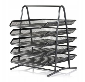 Przybornik organizer HEXAGON siatka metalowa wielofunkcyjny kol. czarny 5 komór [HEX45]