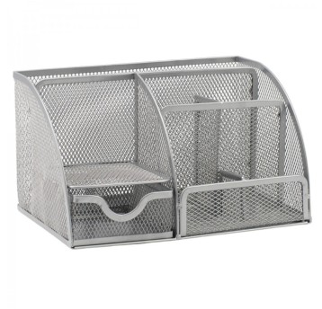 Przybornik organizer HEXAGON siatka metalowa wielofunkcyjny kol. srebrny 5 komór [HEX17]