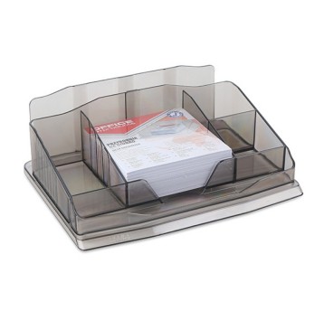 Przybornik organizer OFFICE PRODUCTS tworzywo sztuczne wielofunkcyjny kol. dymny 6 komór + karteczki [18156411-91]