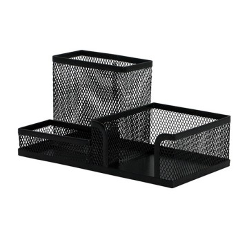 Przybornik organizer Q-CONNECT OFFICE SET siatka metalowa wielofunkcyjny kol. czarny 3 komory [KF16572]