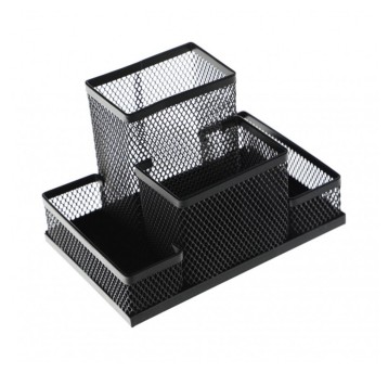 Przybornik organizer Q-CONNECT OFFICE SET siatka metalowa wielofunkcyjny kol. czarny 4 komory [KF15112]