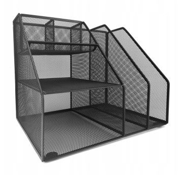 Przybornik organizer Q-CONNECT OFFICE SET siatka metalowa wielofunkcyjny kol. czarny 8 komór [KF18473]